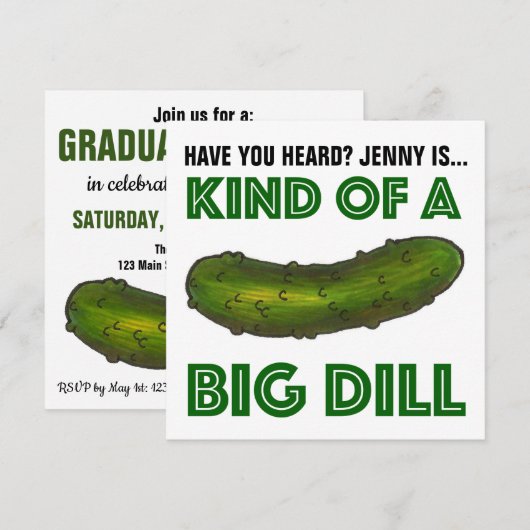 Invitation Une sorte de Big Dill (Deal) Green Pickle Graduati (Devant / Derrière)