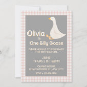 Invitation Une sotte rose d'oie En vichy fête d'anniversaire  (Devant)