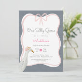 Invitation Une sotte rose oie 1ère fête d'anniversaire (Debout devant)