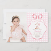 Invitation Une sotte rose oie fille 1er anniversaire Photo (Devant)