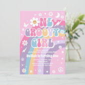 Invitation Une Super Fille Peace Love Party Rainbow Anniversa (Debout devant)