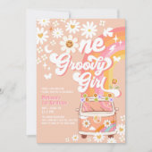 Invitation UNE Super fille rose Pêche Van Daisy 1er anniversa (Devant)