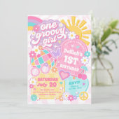 Invitation Une Super Fille Super Arc-en-ciel 1ère fête d'anni (Debout devant)