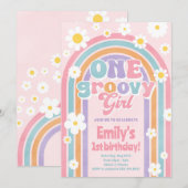 Invitation Une Super Gir Retro 1er Anniversaire Fête Invitati (Devant / Derrière)