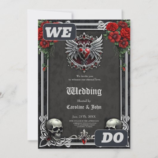 Invitation Une symbiose gothique, un hert élégant et des crân (Devant)
