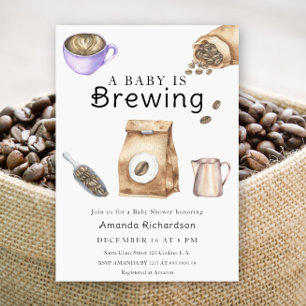 Invitation Une tasse de café Baby Shower Un bébé est en train