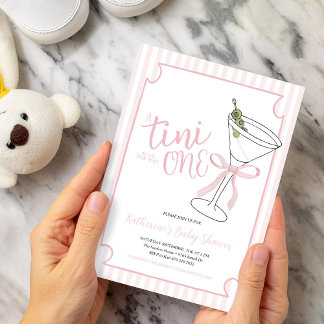 Invitation Une Tini One Est en Route Baby Shower aux Rayures 
