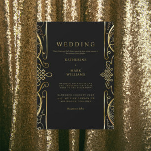 Invitation Une touche d'élégance Mariage Noir & Or