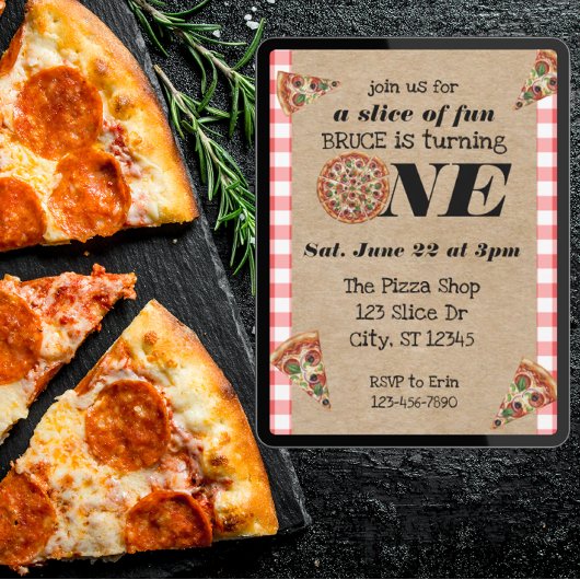 Invitation Une tranche de plaisir pour un 1er anniversaire