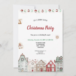 Invitation Une très mignonne fête de Noël rouge et turquoise
