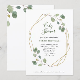 Invitation Une végétation simple d'eucalyptus   Baby shower g