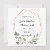 Invitation Une végétation simple d'eucalyptus | Rose Gold Geo (Devant)