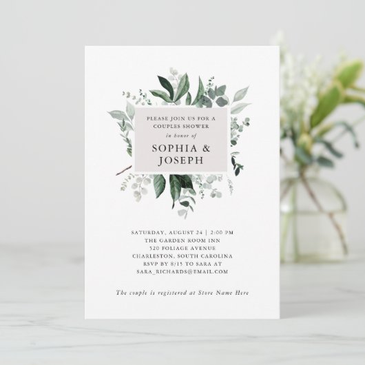 Invitation Une végétation simple et moderne | Douche Couples (Debout devant)