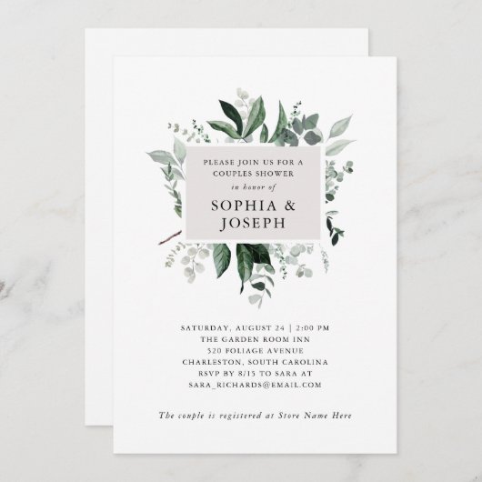 Invitation Une végétation simple et moderne | Douche Couples (Devant / Derrière)