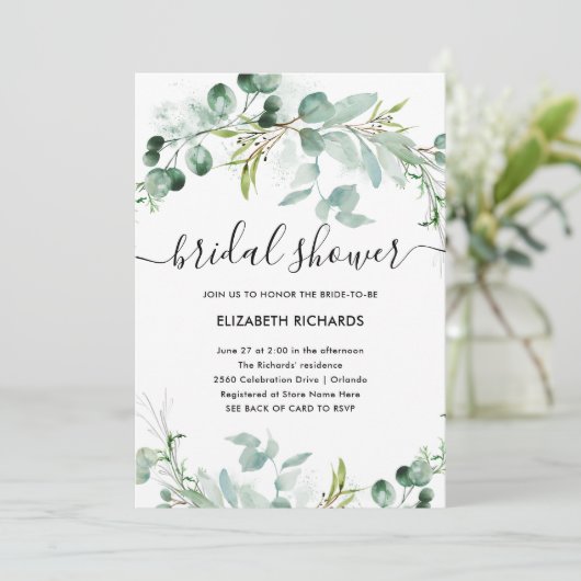 Invitation Une verdure élégante | Fête des mariées de code QR (Debout devant)