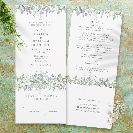 Invitation Une Verdure Élégante Tout En Un Mariage