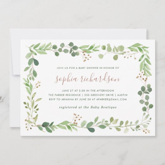 Invitation Une verdure simple | Baby shower (Devant)