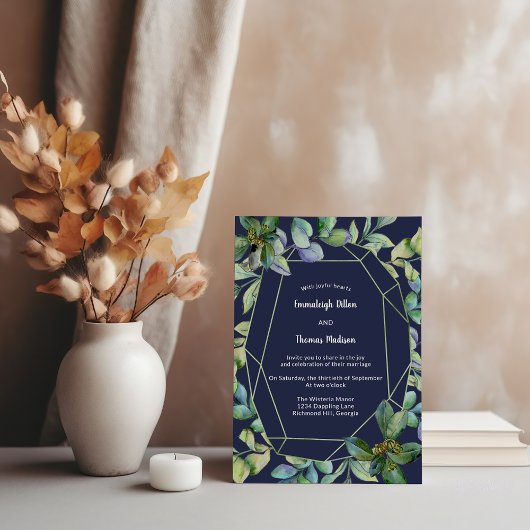 Invitation Une verdure simple | Mariage géométrique de marine