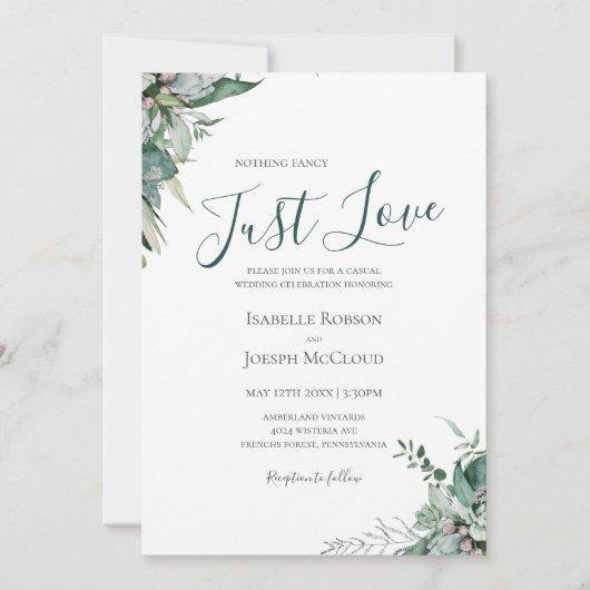Invitation Une verdure succulente | Dark Green Just Love Mari (Devant)