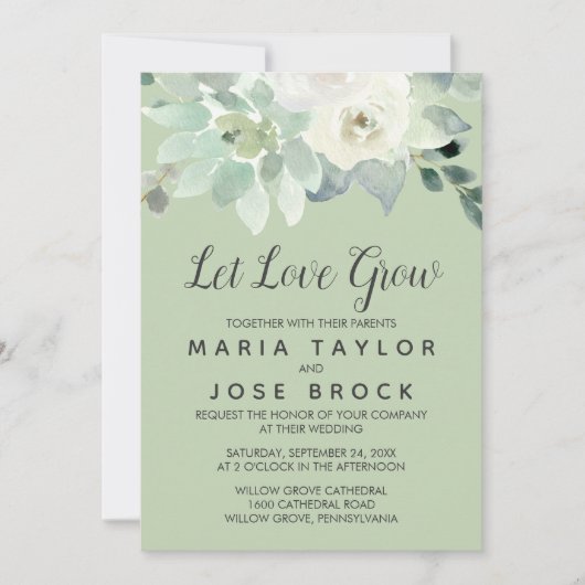 Invitation Une verdure succulente laisser l'amour grandir Mar (Devant)