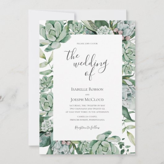 Invitation Une verdure succulente | Le Mariage De L'Invitatio (Devant)