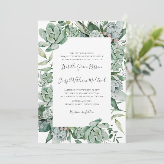 Invitation Une verdure succulente | Mariage de nom complet tr (Debout devant)