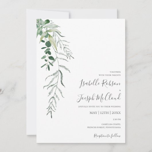 Invitation Une verdure succulente | Mariage Décontracté Sage (Devant)