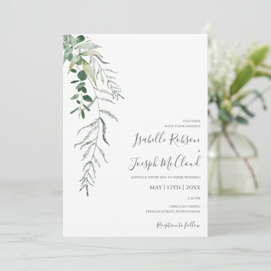 Invitation Une verdure succulente | Mariage Décontracté vert  (Debout devant)