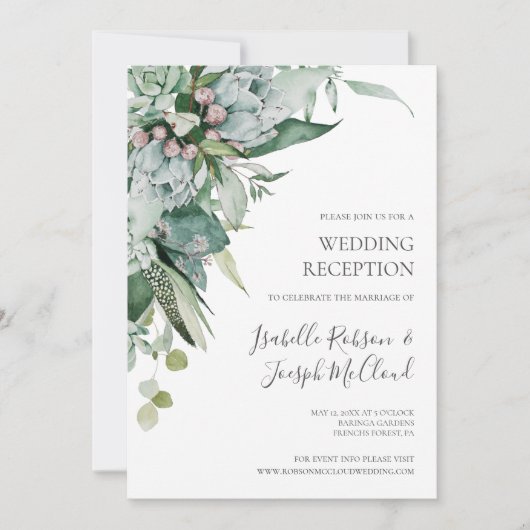 Invitation Une verdure succulente | Réception de mariage vert (Devant)
