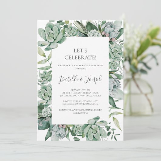 Invitation Une verdure succulente | Vert foncé Fêtons dans (Debout devant)