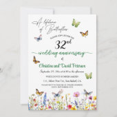 Invitation Une vie de papillons 32e anniversaire de Mariage (Devant)