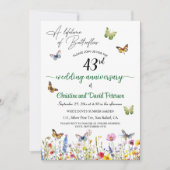 Invitation Une vie de papillons 43e anniversaire de Mariage (Devant)