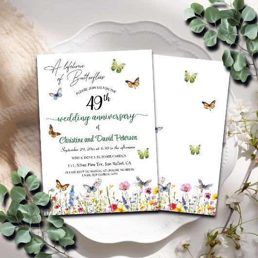 Invitation Une vie de papillons 49e anniversaire de Mariage