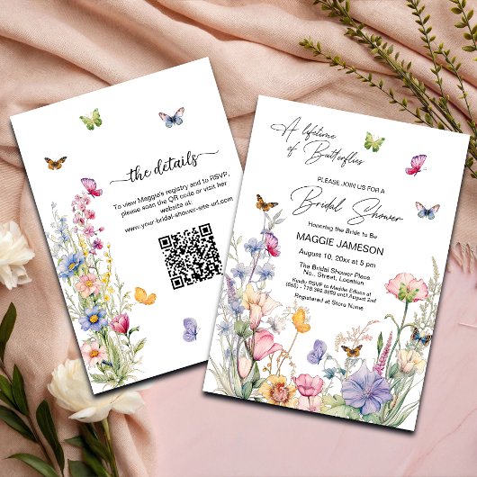 Invitation Une vie de papillons Fête des mariées de code QR