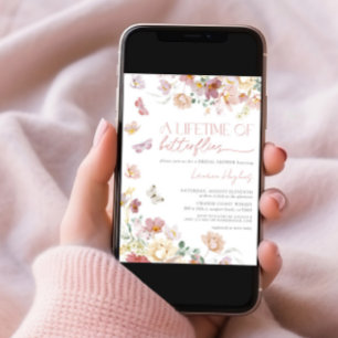 Invitation Une vie de papillons Fête des mariées rose