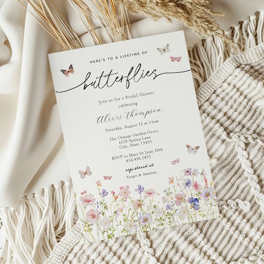 Invitation Une vie de papillons Fleur sauvage Fête des mariée