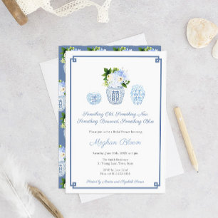 Invitation Une vieille nouvelle Fête des mariées bleue emprun