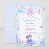 Invitation UNEder la mer : Fête d'anniversaire des 1 an sous (Devant / Derrière)