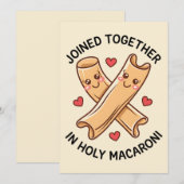 Invitation Uni En Macaroni Sacré Mariage Drôle (Devant / Derrière)