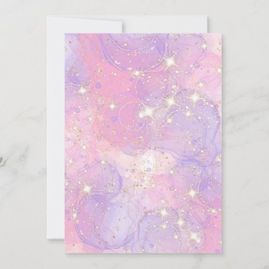 Invitation Unicorn 10e anniversaire fille violet rose arc-en- (Dos)