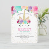Invitation Unicorn 1er Baby shower d'anniversaire (Debout devant)