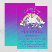 Invitation Unicorn 2e anniversaire Magique Whimiscal Invitati (Devant / Derrière)