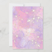 Invitation Unicorn 4e anniversaire fille violet or arc-en-cie (Dos)