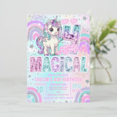 Invitation Unicorn 4th Birthday Un-fourgettable Magical (Debout devant)
