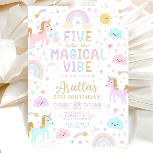 Invitation Unicorn 5e anniversaire Invitation, Five est une m