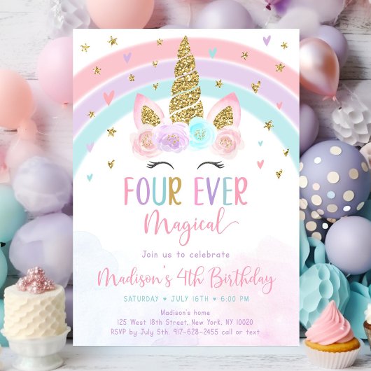 Invitation Unicorn 5e anniversaire Invitation, Five est une m