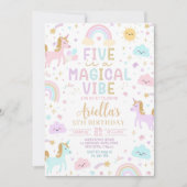 Invitation Unicorn 5e anniversaire Invitation, Five est une m (Devant)