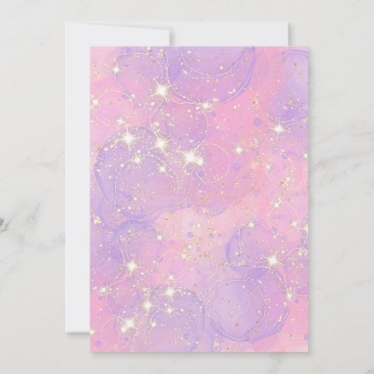 Invitation Unicorn 5e fête d'anniversaire fille Blush rose &  (Dos)