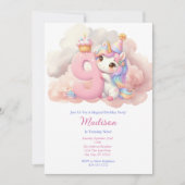 Invitation Unicorn 9e Neuvième Anniversaire Rose Bleu Purple  (Devant)