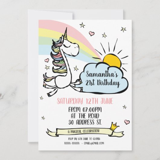 Invitation Unicorn Anniversaire (Devant)